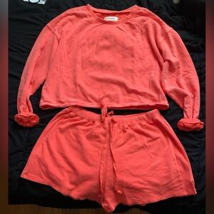 Lucky Brand Coral Hoodie and Shorts Set